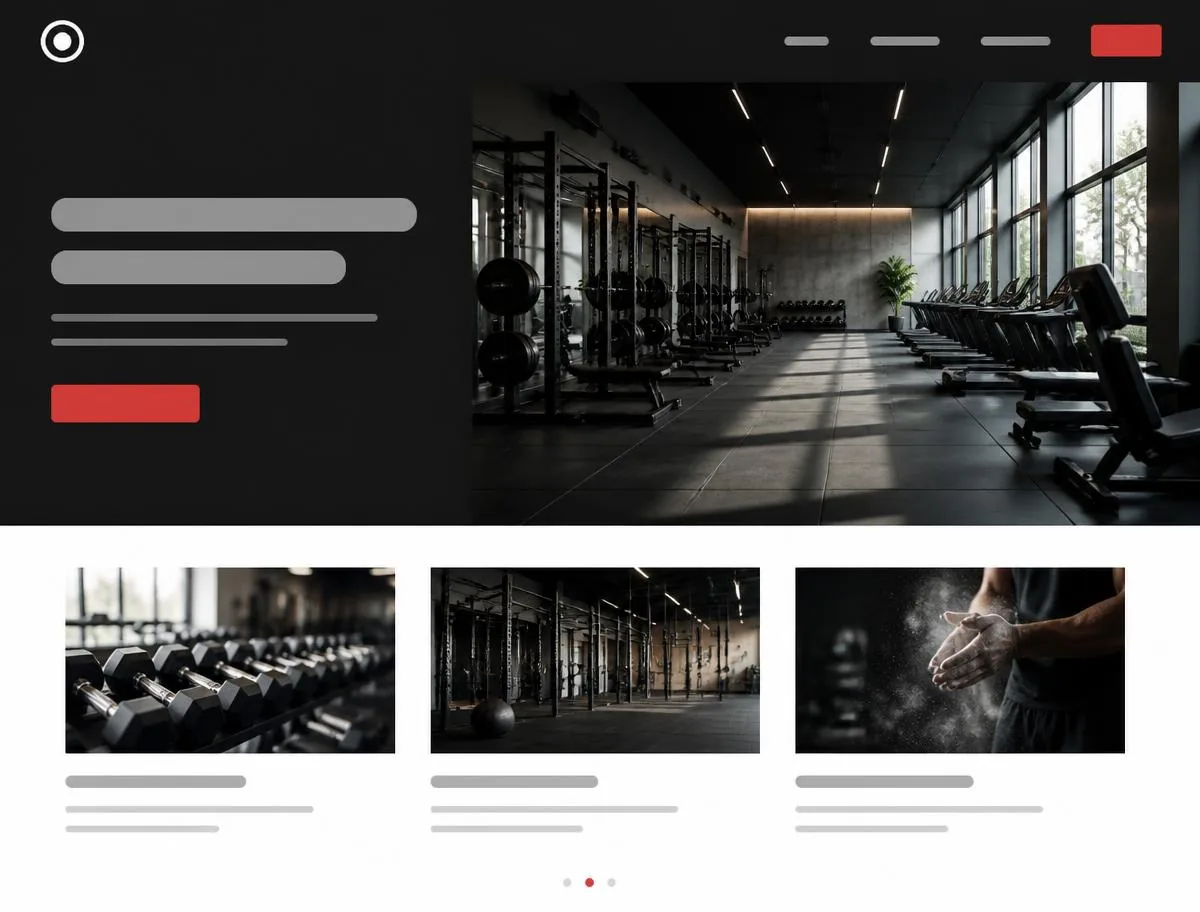 Designkonzept einer Website für Fitnessstudio