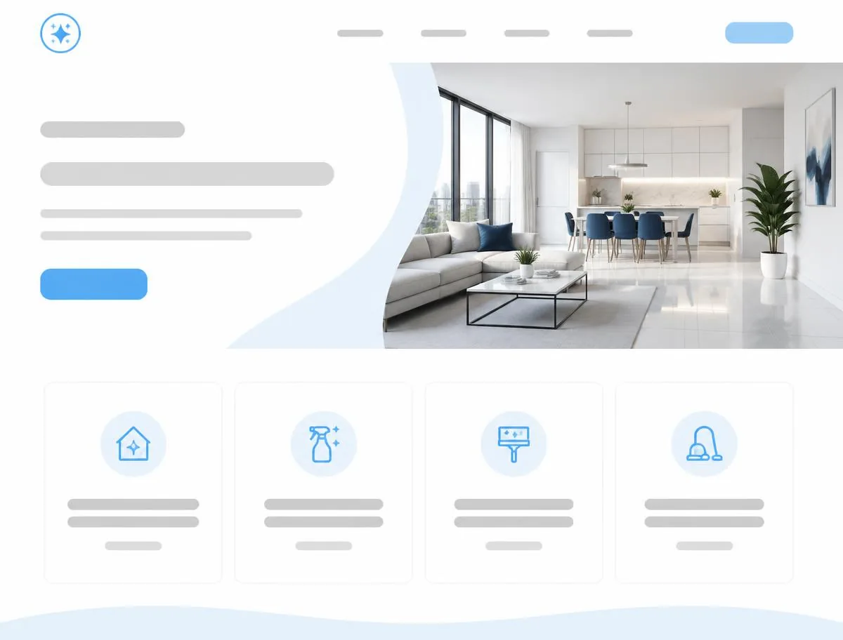 Designkonzept einer Website für Reinigungsunternehmen