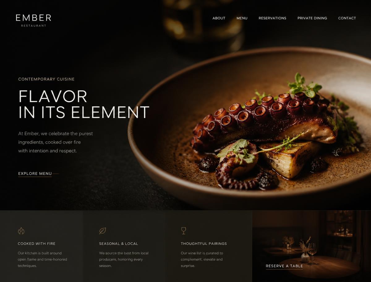 Designkonzept einer Website für Restaurant